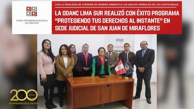 La Odanc Lima Sur realizó con éxito programa “Protegiendo tus Derechos al instante” en sede judicial de San Juan de Miraflores