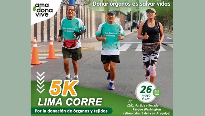 Este domingo se realizará la carrera “Lima Corre 5K” por la donación de órganos y tejidos