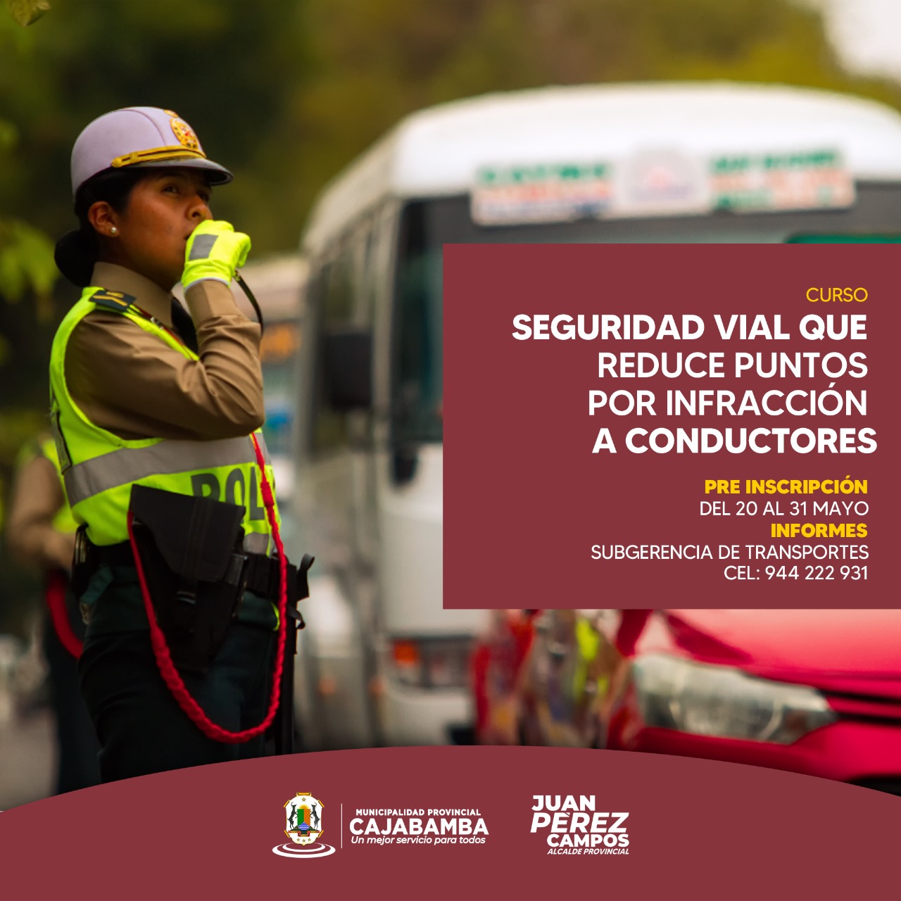 Seguridad vial que reduce puntos por infracción a conductores