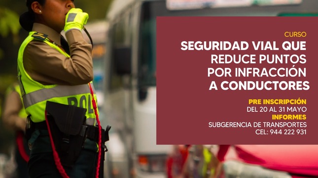 Seguridad vial que reduce puntos por infracción a conductores