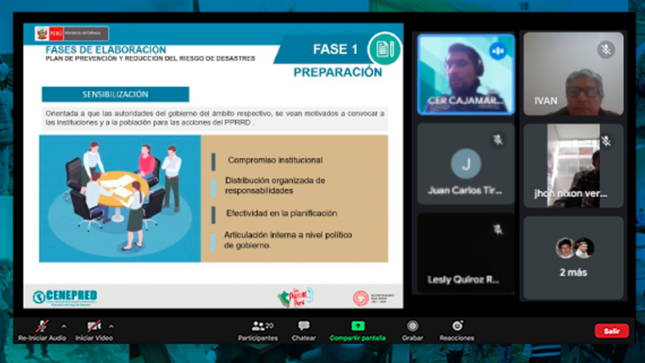 Cenepred brindó asistencia técnica para la elaboración de PPRRD en Municipalidades de la región Cajamarca