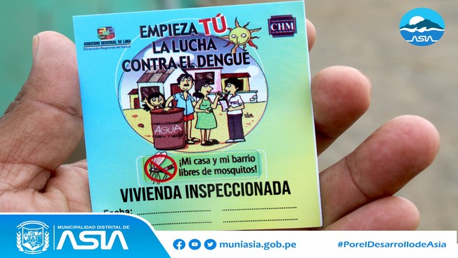 La Municipalidad Distrital de Asia, a través de la Sub Gerencia de Programas Sociales y en coordinación con la Red de Salud Chilca – Mala, continúan con el trabajo de empadronamiento en las viviendas del Anexo Santa Rosa.
Nuestros actores sociales se encuentran comprometidos a continuar realizando las visitas domiciliarias y crear conciencia sobre las medidas de prevención y control del dengue.
Asimismo, se pide a la población estar atenta a la visita de nuestros actores sociales para que puedan ser empadronados.
#MunicipalidadDistritalDeAsia
#PorelDesarrollodeAsia
#IsaiasAlcantaraAlcaldedeAsia