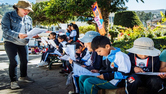 ALUMNOS DEL NIVEL PRIMARIO DE LA INSTITUCIÓN EDUCATIVA CRISTO REY PARTICIPARON DEL II ENCUENTRO DE LA LECTURA “KUSISQA ÑAWINCHASUN”.