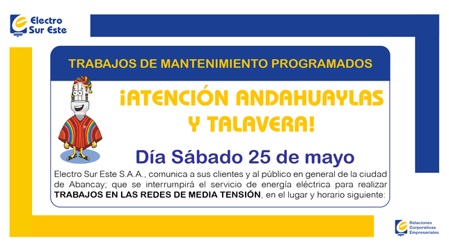 Información corte programado sábado 25 de mayo 