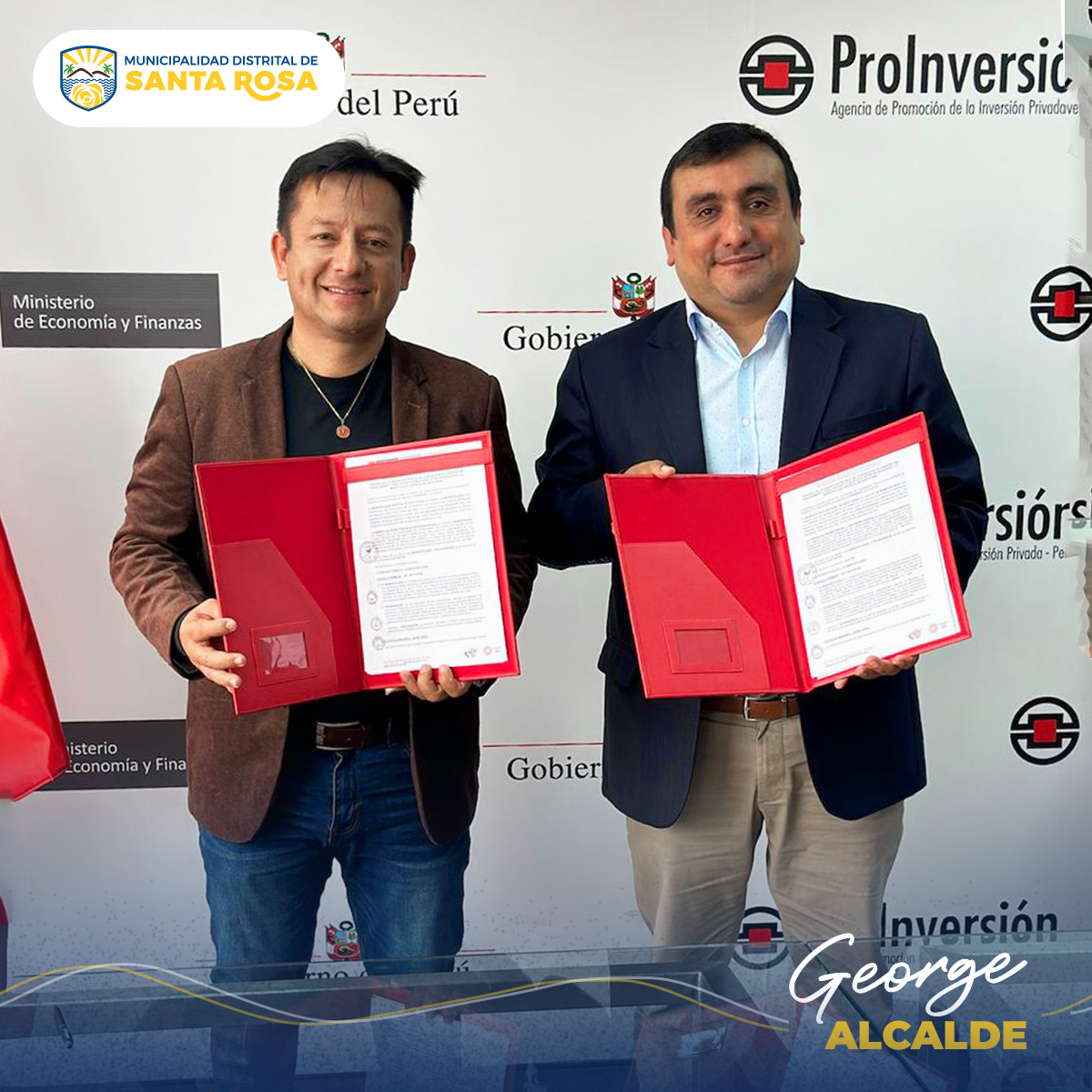 Alcalde, George Robles, junto al Sr. Emerson Castro, director de la Dirección de Portafolio de Proyectos.