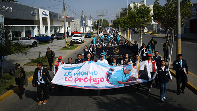 Más de 2000 personas de Lambayeque se unieron en pasacalle por el Día Nacional de Vacunación