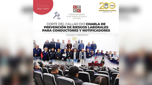 Corte del Callao dictó charla preventiva de riesgos laborales para conductores y notificadores