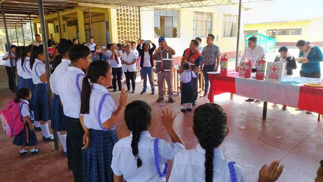 Con apoyo del GORE, escolares de Lancones se preparan para simulacro multipeligro