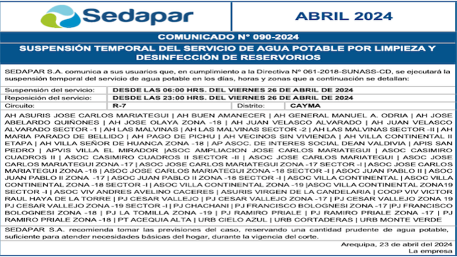 Comunicado N° 090-2024