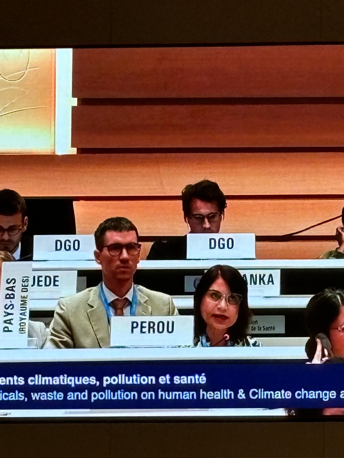 Emb Ana Cecilia Gervasi presenta iniciativa peruana en 77 Asamblea Mundial de la Salud