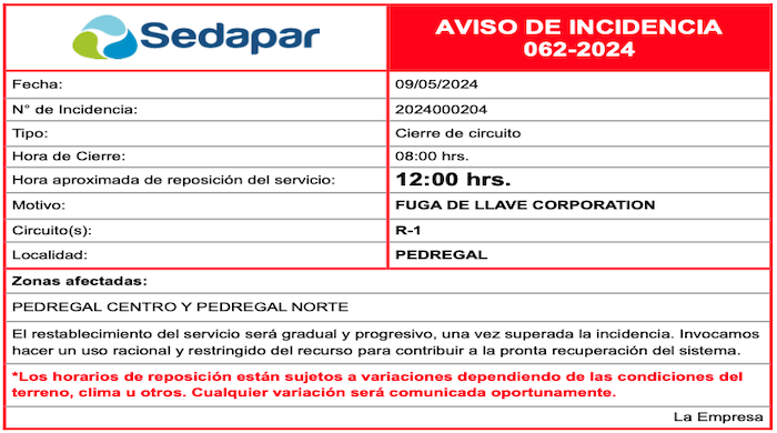 Incidencia 062-2024