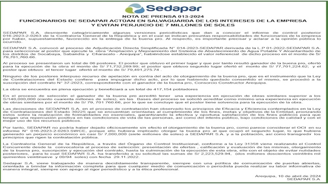 Nota de prensa 013-2024