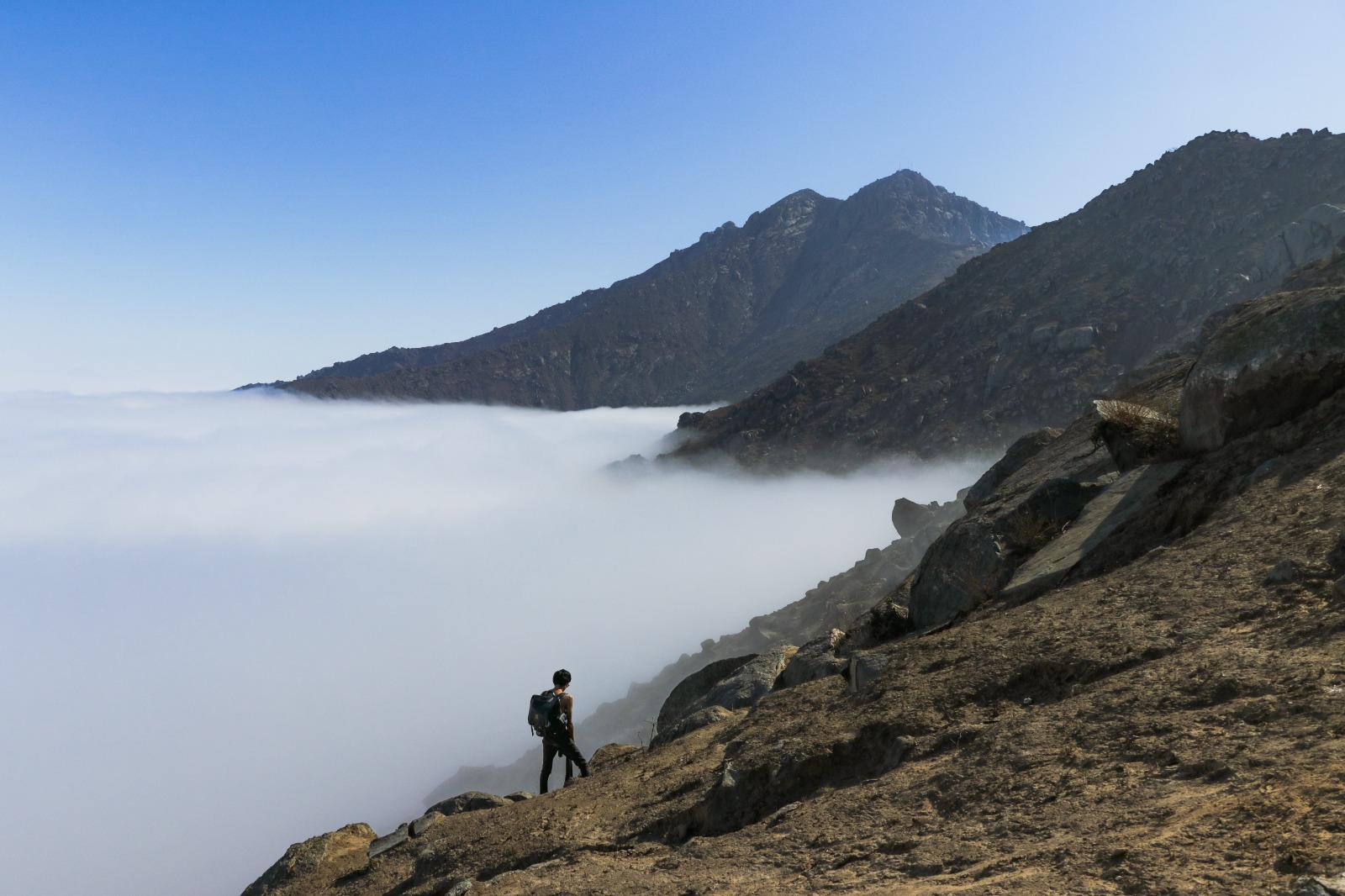 Imponente colchón de nubes y avistamiento de zorros durante ascenso al Cerro Ochiputur