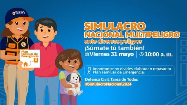 ✅Conoce los tres momentos importantes a tener en cuenta para participar correctamente en el primer #SimulacroNacional2024 ante sismo y peligros asociados.
📢 Participa este 31 de mayo a las 10 a. m.