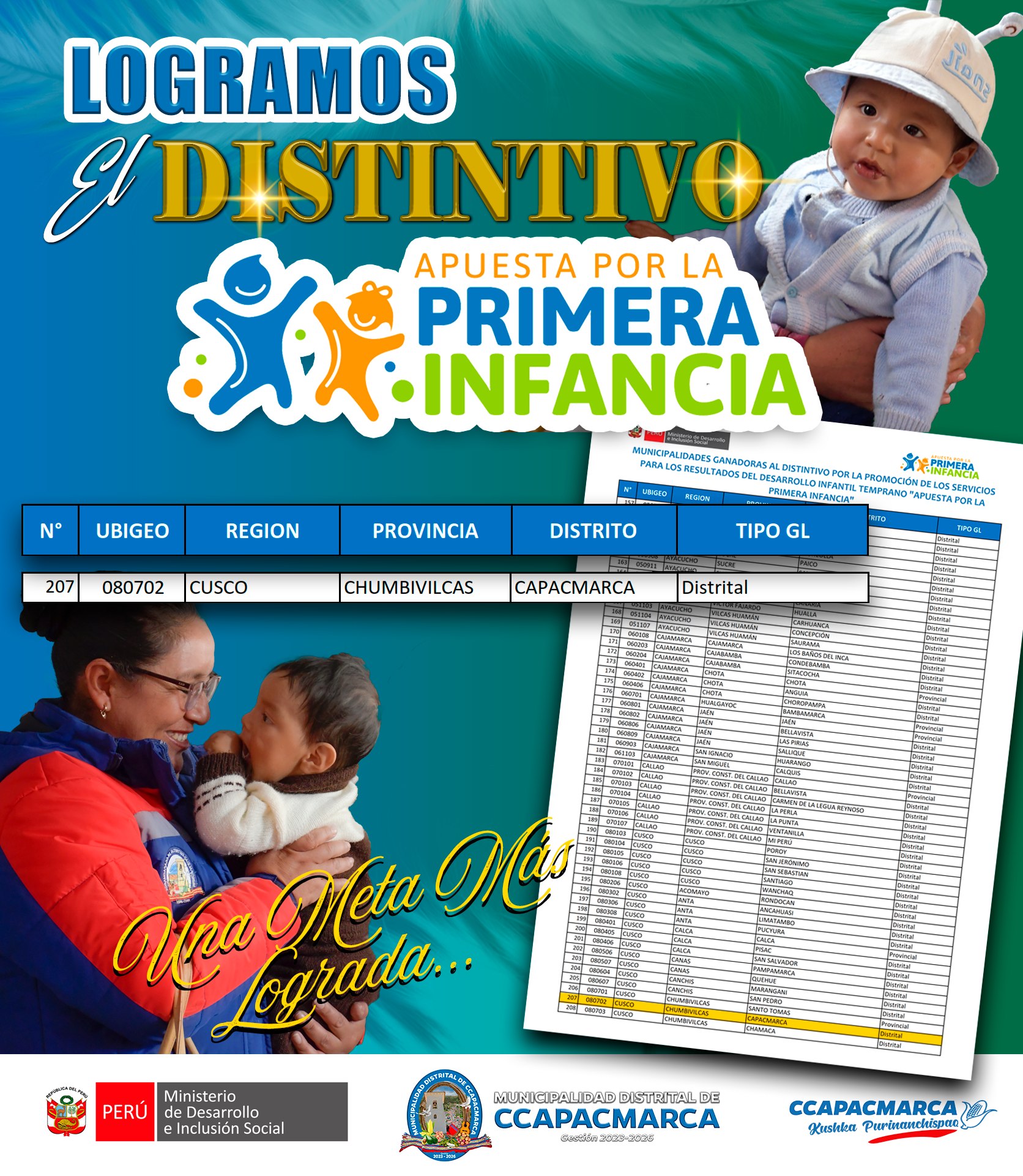 Distintivo puesta por la primera infancia