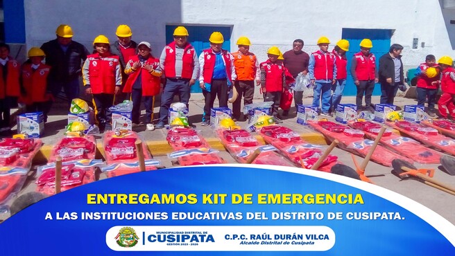 la Municipalidad Distrital de Cusipata a travรฉs de la Oficina de Defensa Civil y Gestiรณn de Riesgos realizรณ la entrega de Kit de bienes y primeros auxilios