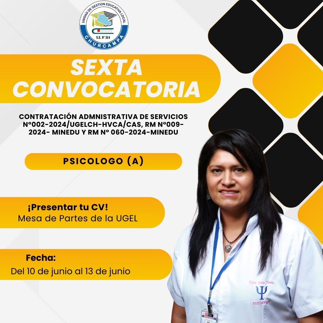 Sexta Convocatoria para psicólogo