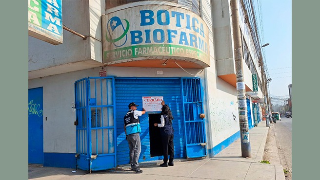 Cierran seis establecimientos farmacéuticos de la zona Horacio Zevallos en Lima este