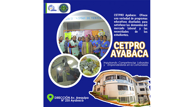 CETPRO Ayabaca invita a toda la comunidad a inscribirse en nuestros programas y a formar parte de una experiencia educativa transformadora. Juntos, podemos construir un futuro más próspero y lleno de oportunidades.