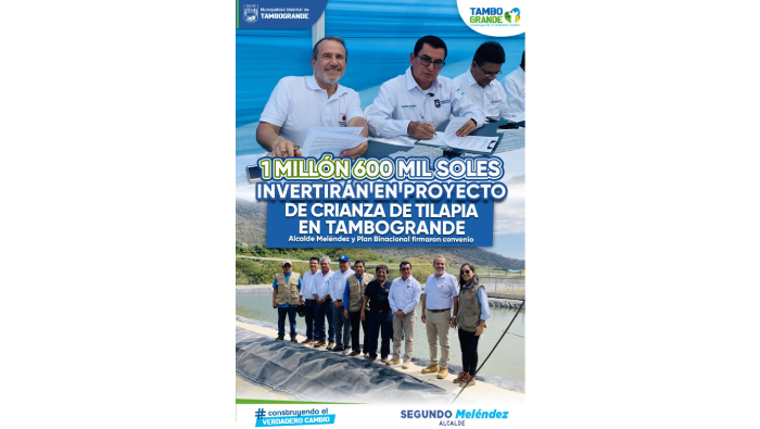 1 MILLÓN 600 MIL SOLES INVERTIRÁN EN PROYECTO DE CRIANZA DE TILAPIA EN TAMBOGRANDE