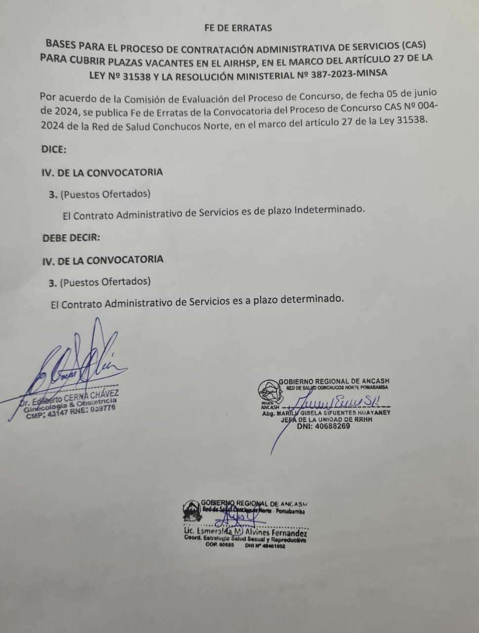 Fe de erratas