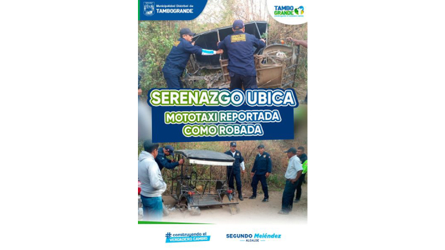 SERENAZGO UBICA MOTOTAXI REPORTADA COMO ROBADA