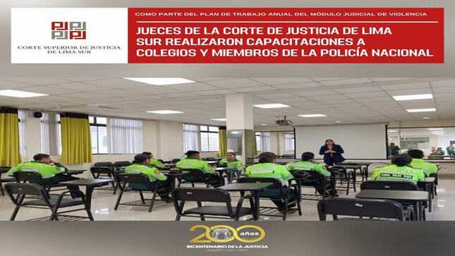 Jueces de la Corte de Justicia de Lima Sur realizaron capacitaciones a colegios y miembros de la Policía Nacional