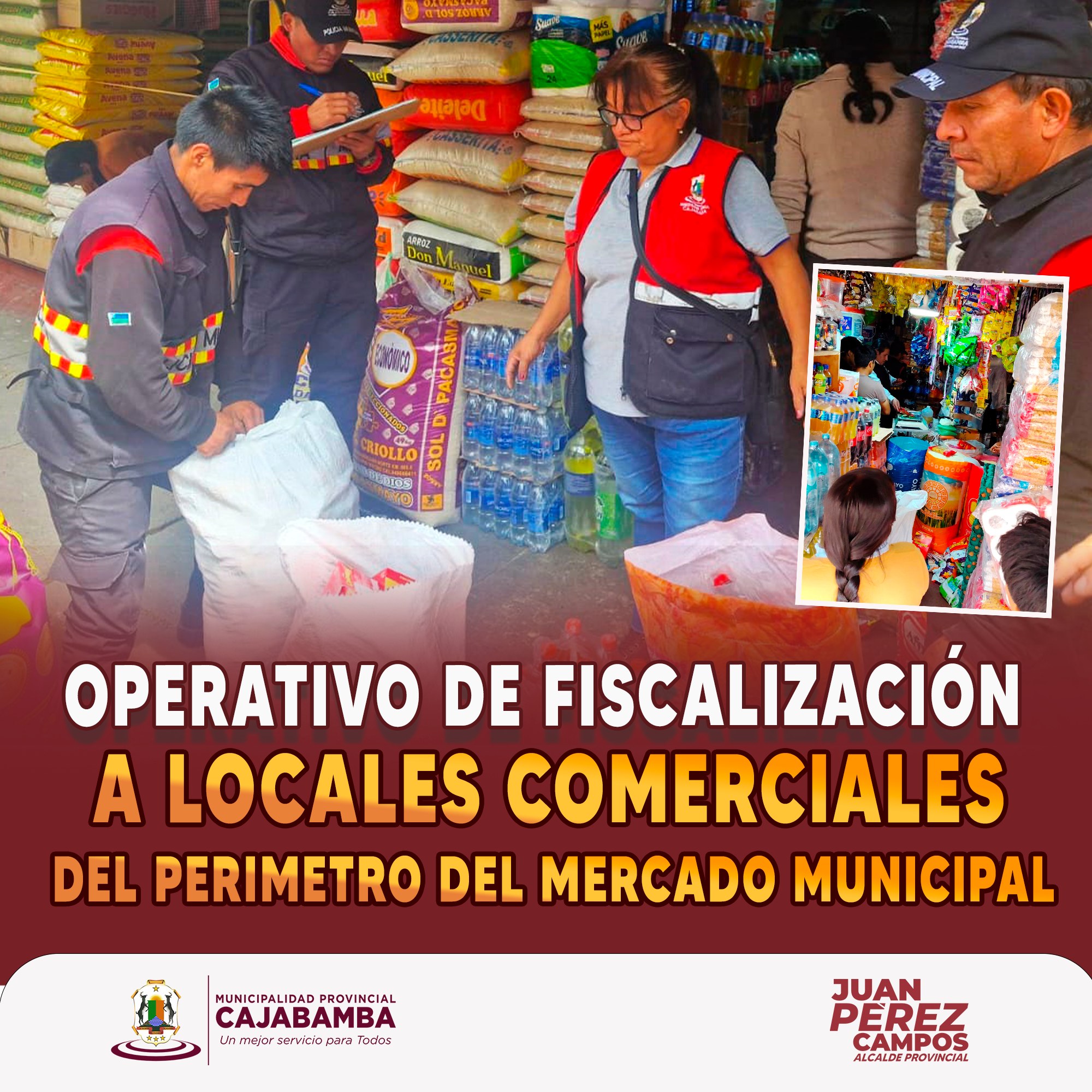 Operativo de fiscalización a locales comerciales del perímetro del Mercado Municipal