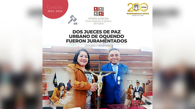 Corte Superior de Justicia del Callao juramenta a dos jueces de paz urbanos en Oquendo