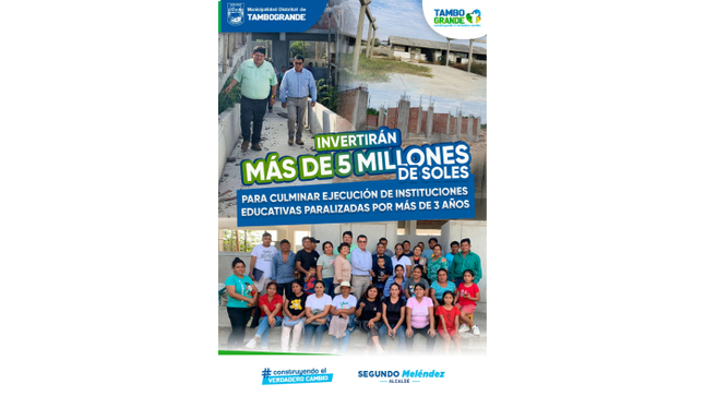𝐌𝐃𝐓 invertira 5 millones de soles para culminar ejecución de instituciones educativas paralizadas por mas de 3 años