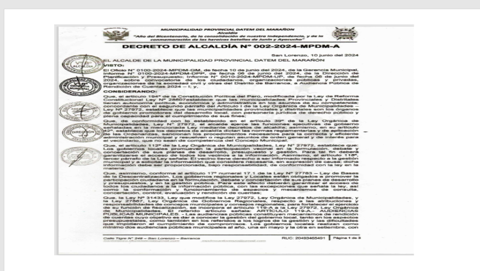 MUNICIPALIDAD PROVINCIAL DATEM DEL MARAÑON