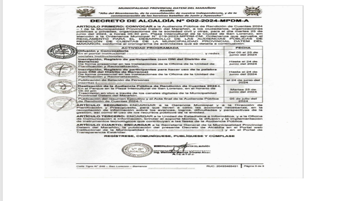 MUNICIPALIDAD PROVINCIAL DATEM DEL MARAÑON