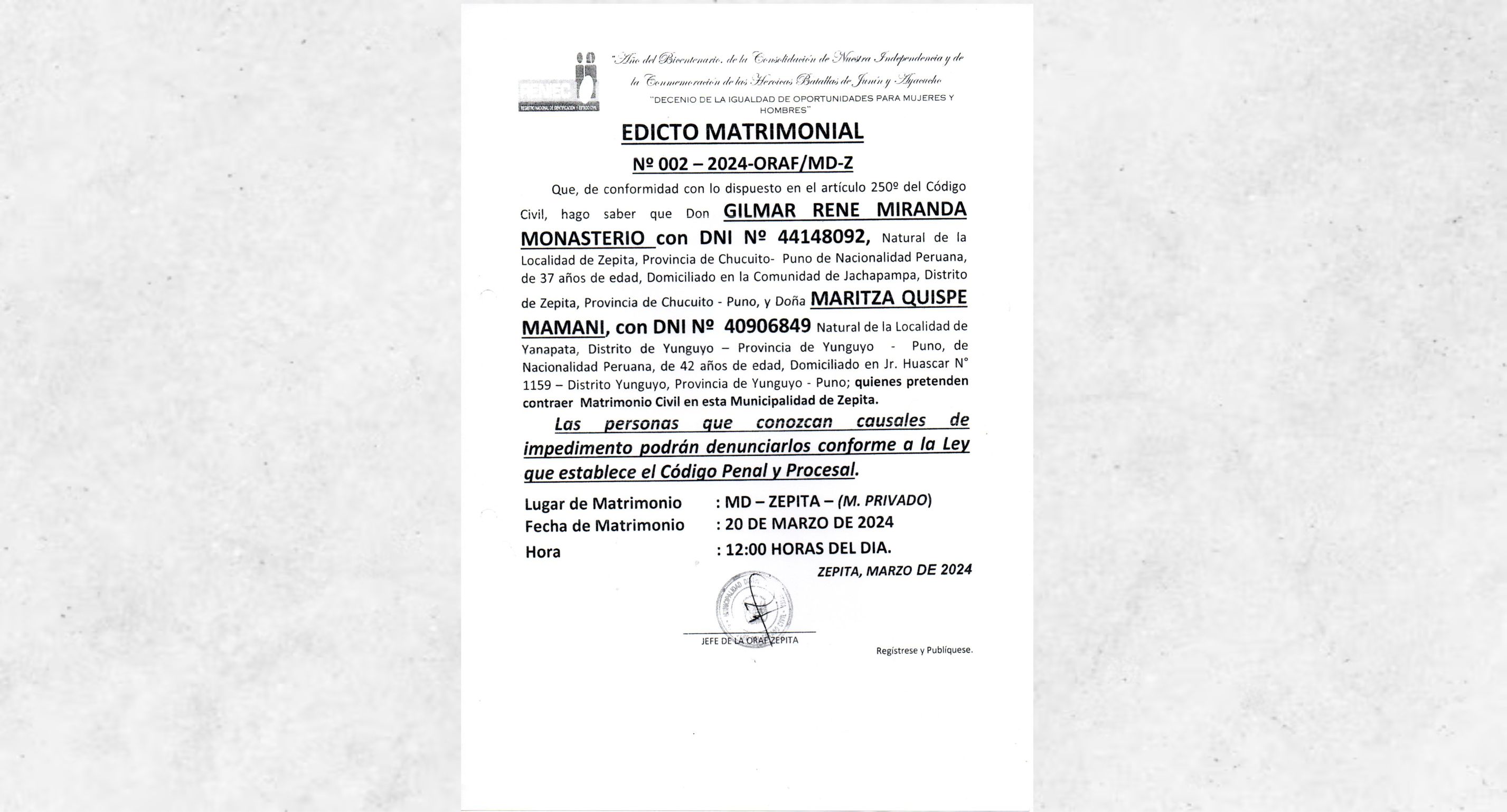 Edicto Matrimonial