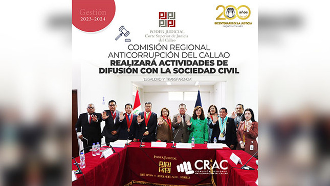 Comisión Regional Anticorrupción del Callao realizará actividades de difusión con la sociedad civil