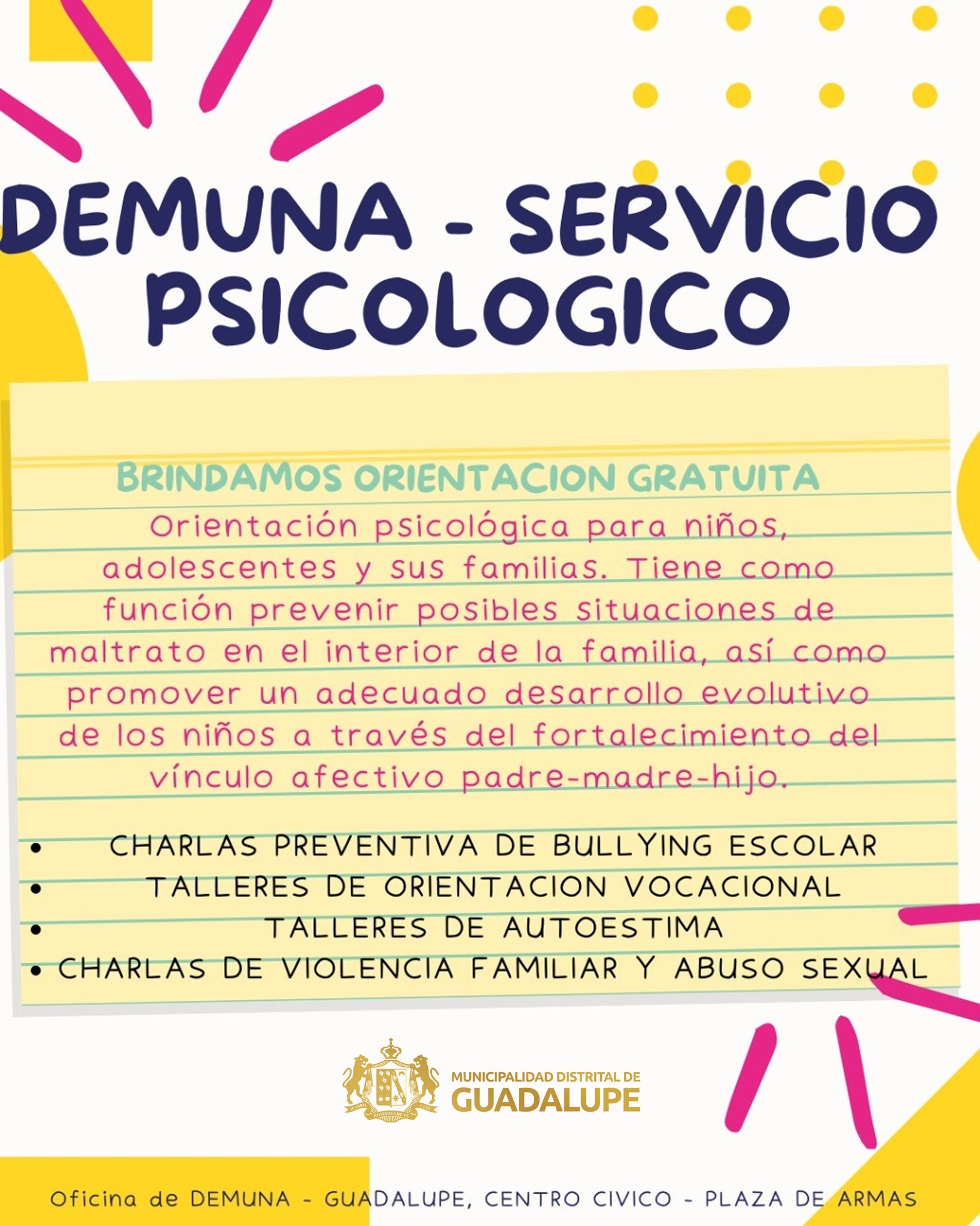 DEMUNA cuenta con un servicio de psicología gratuito para todos