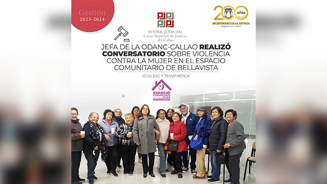 Jefa de la ODANC Callao realizó conversatorio sobre violencia contra la mujer en el Espacio Comunitario de Bellavista