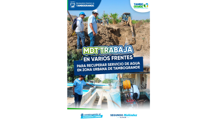 MDT TRABAJA EN VARIOS FRENTES PARA RECUPERAR SERVICIO DE AGUA EN ZONA URBANA DE TAMBOGRANDE