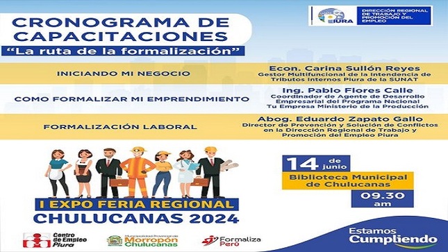 orientación y oportunidades de empleo a la comunidad distrital de Chulucanas.