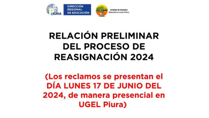 Relación preliminar del Proceso de Reasignación 2024
