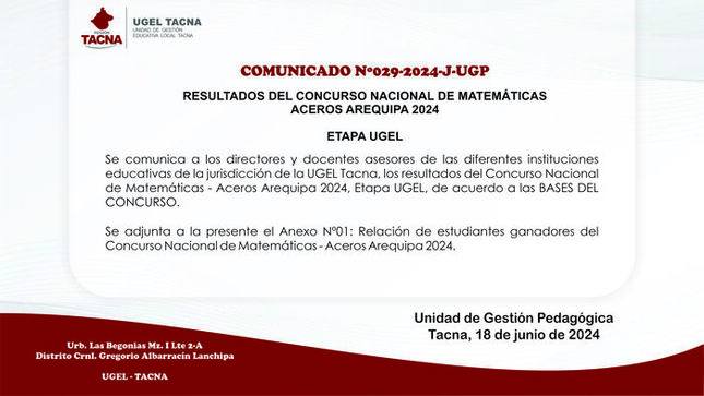 Archivo JPG de comunicado