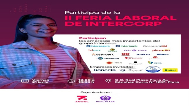 ¡𝐓𝐑𝐀𝐁𝐀𝐉𝐎 𝐏𝐀𝐑𝐀 𝐓𝐎𝐃𝐎𝐒! No te pierdas la 𝐈𝐈 𝐅𝐄𝐑𝐈𝐀 𝐋𝐀𝐁𝐎𝐑𝐀𝐋 𝐃𝐄 𝐈𝐍𝐓𝐄𝐑𝐂𝐎𝐑𝐏 en el C.C. Real Plaza.