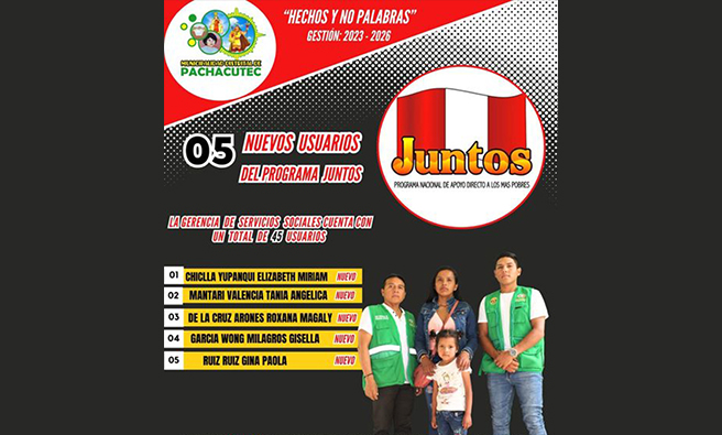 Nuevos usuarios al programa JUNTOS