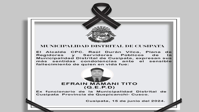 Nuestras Condolencias