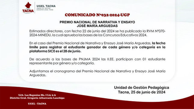 Archivo JPG de comunicado