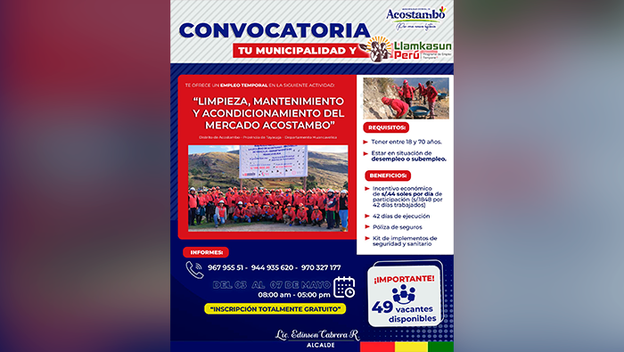 Convocatoria de trabajo