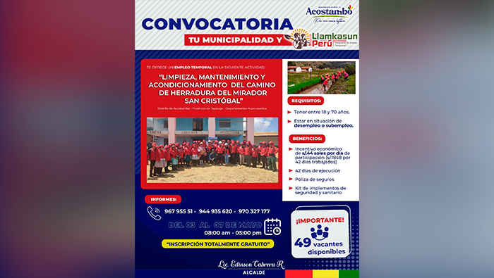 Convocatoria de trabajo