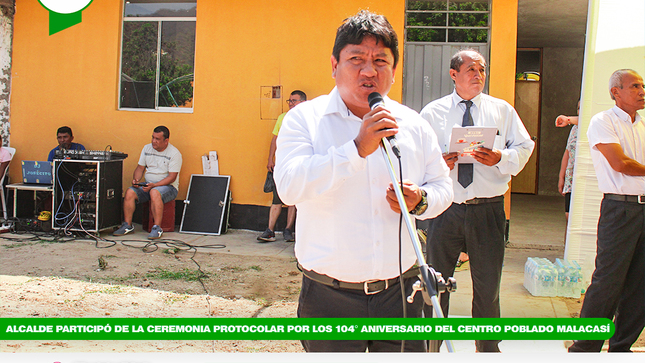 Alcalde participó de la ceremonia protocolar por los 104 aniversario del Centro Poblado Malacasí