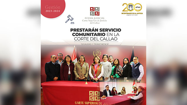 Prestarán servicio comunitario en la Corte Superior de Justicia del Callao