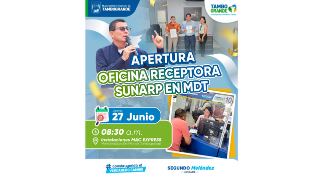 Tambogrande contará con oficina receptora de Sunarp