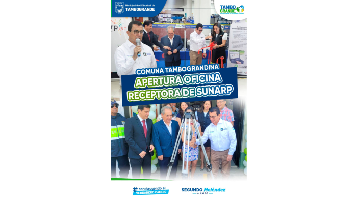 Comuna tambograndina apertura oficina receptora de Sunarp
